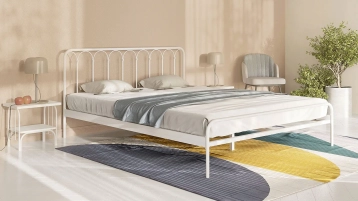 Металлическая кровать Corsa, цвет белый шагрень в спальню Askona фотография товара - 0