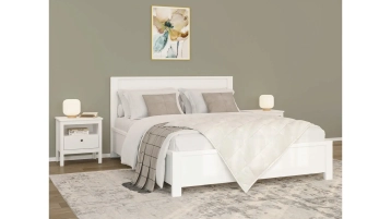 Мягкая кровать Kasli, цвет Белый с полукруглым изголовьем - 1