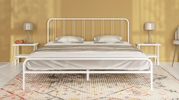 Металлическая кровать Antica, цвет белый шагрень в спальню Askona фотография товара - 1
