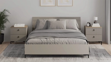 Мягкая кровать Zima, цвет Глиняный серый с полукруглым изголовьем - 2