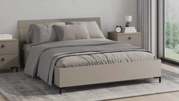 Мягкая кровать Zima, цвет Глиняный серый с полукруглым изголовьем - 0