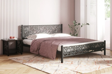 Кованая кровать Parma, цвет Черный шагрень с ажурным изголовьем Askona фото - 0