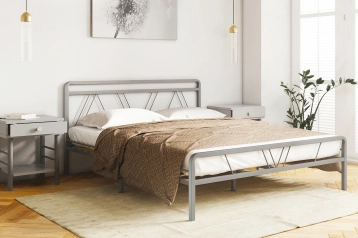 Металлическая кровать Cassis, цвет серый с изголовьем Askona фотография товара - 0