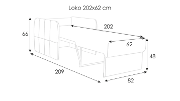 Кресло-кровать LOKO с узкими подлокотниками картинка - 2